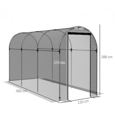 Outsunny Fruit Cage, Plant Protection Tent, 1.2 x 3.6 x 1.9m, Black