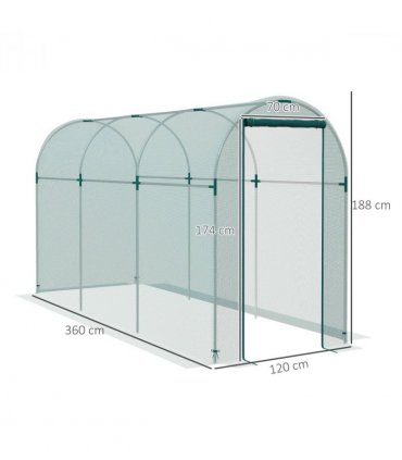 Outsunny Fruit Cage, Plant Protection Tent, 1.2 x 3.6 x 1.9m, Green