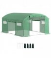 Outsunny Polytunnel Greenhouse with 3 Roll-up Doors, 4 x 3 x 2m, Green