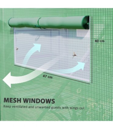 Outsunny Polytunnel Greenhouse with 3 Roll-up Doors, 4 x 3 x 2m, Green