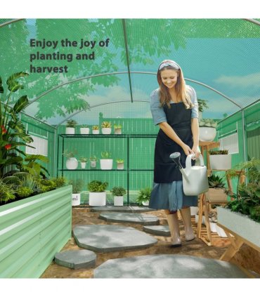 Outsunny Polytunnel Greenhouse with 3 Roll-up Doors, 4 x 3 x 2m, Green