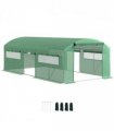 Outsunny Polytunnel Greenhouse with 3 Roll-up Doors, 6 x 3 x 2m, Green