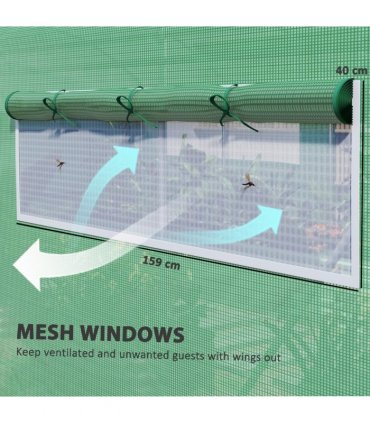Outsunny Polytunnel Greenhouse with 3 Roll-up Doors, 6 x 3 x 2m, Green