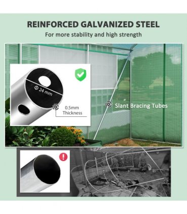Outsunny Polytunnel Greenhouse with 3 Roll-up Doors, 6 x 3 x 2m, Green