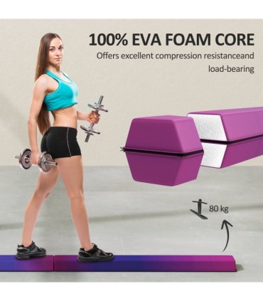 SPORTNOW 7.7ft Folding Gymnastics Balance Beam with Anti-Slip Base, Blue