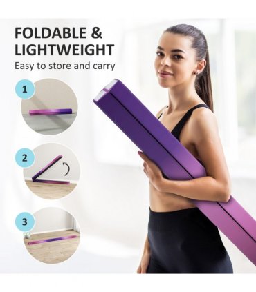 SPORTNOW 7.7ft Folding Gymnastics Balance Beam with Anti-Slip Base, Purple