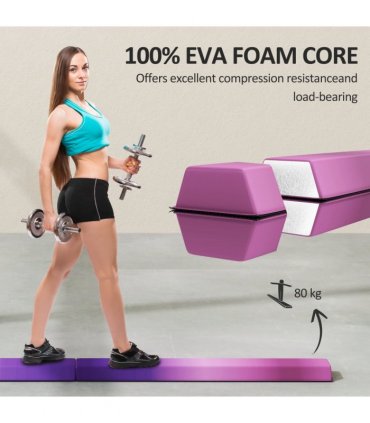 SPORTNOW 7.7ft Folding Gymnastics Balance Beam with Anti-Slip Base, Purple