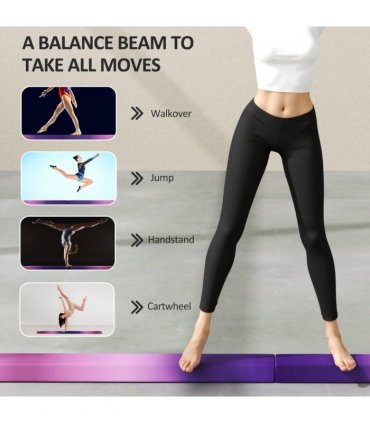 SPORTNOW 7.7ft Folding Gymnastics Balance Beam with Anti-Slip Base, Purple
