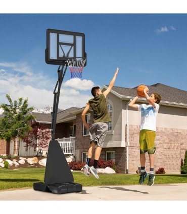SPORTNOW 2.45-3.05m Portable Basketball Hoop and Stand with Wheels, Black