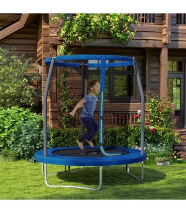 SPORTNOW 6ft Outdoor Trampoline with Safety Enclosure Net, Blue