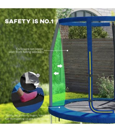 SPORTNOW 6ft Outdoor Trampoline with Safety Enclosure Net, Blue