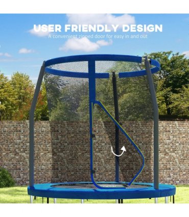 SPORTNOW 6ft Outdoor Trampoline with Safety Enclosure Net, Blue