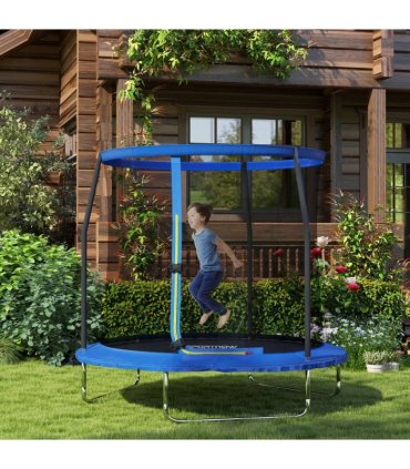 SPORTNOW 8ft Outdoor Trampoline with Safety Enclosure Net, Blue