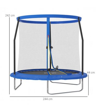 SPORTNOW 8ft Outdoor Trampoline with Safety Enclosure Net, Blue