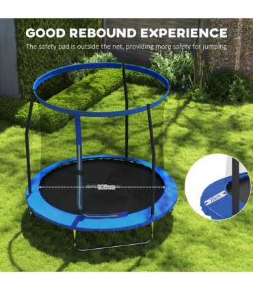 SPORTNOW 8ft Outdoor Trampoline with Safety Enclosure Net, Blue