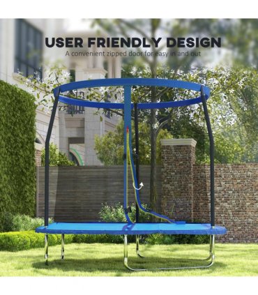 SPORTNOW 8ft Outdoor Trampoline with Safety Enclosure Net, Blue