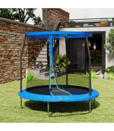SPORTNOW 8ft Outdoor Trampoline with Safety Enclosure Net, Blue