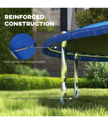SPORTNOW 8ft Outdoor Trampoline with Safety Enclosure Net, Blue