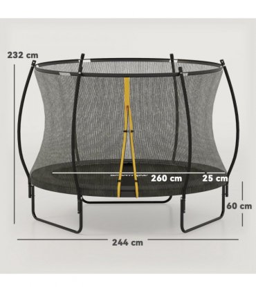 SPORTNOW 8ft Trampoline with Enclosure Net and Spring Cover, Black