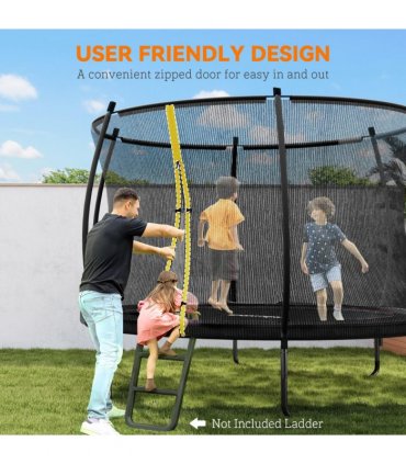 SPORTNOW 8ft Trampoline with Enclosure Net and Spring Cover, Black