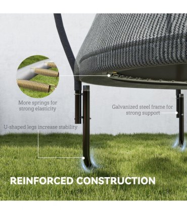 SPORTNOW 8ft Trampoline with Enclosure Net and Spring Cover, Black