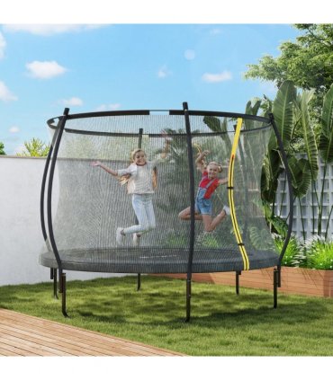 SPORTNOW 10ft Trampoline with Enclosure Net and Spring Cover, Black