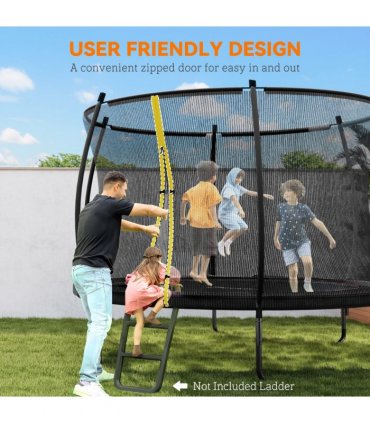 SPORTNOW 10ft Trampoline with Enclosure Net and Spring Cover, Black