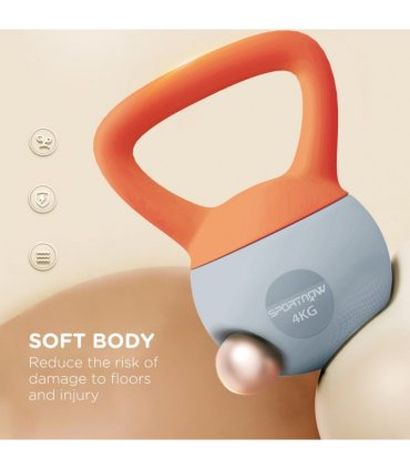 SPORTNOW 4KG Kettlebell with Soft Body and Non-Slip Handle, Orange and Grey