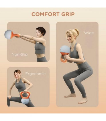 SPORTNOW 4KG Kettlebell with Soft Body and Non-Slip Handle, Orange and Grey