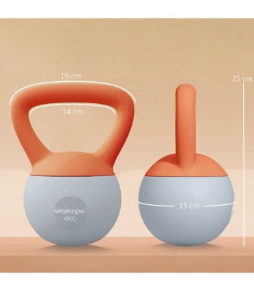 SPORTNOW 4KG Kettlebell with Soft Body and Non-Slip Handle, Orange and Grey