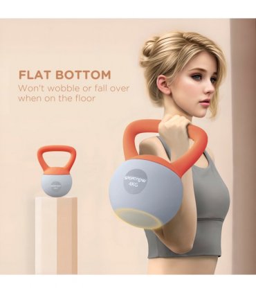 SPORTNOW 4KG Kettlebell with Soft Body and Non-Slip Handle, Orange and Grey