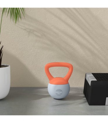 SPORTNOW 4KG Kettlebell with Soft Body and Non-Slip Handle, Orange and Grey