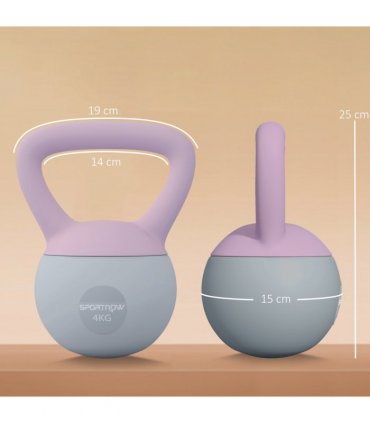SPORTNOW 4KG Kettlebell with Soft Body and Non-Slip Handle, Purple and Grey