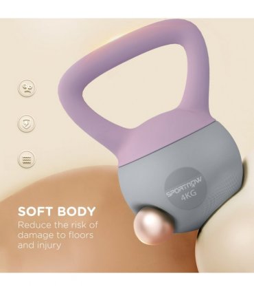 SPORTNOW 4KG Kettlebell with Soft Body and Non-Slip Handle, Purple and Grey