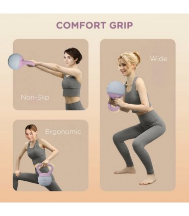 SPORTNOW 4KG Kettlebell with Soft Body and Non-Slip Handle, Purple and Grey