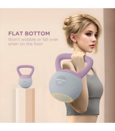 SPORTNOW 4KG Kettlebell with Soft Body and Non-Slip Handle, Purple and Grey