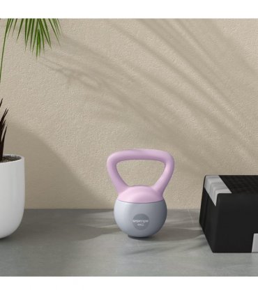 SPORTNOW 4KG Kettlebell with Soft Body and Non-Slip Handle, Purple and Grey