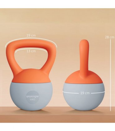 SPORTNOW 6KG Kettlebell with Soft Body and Non-Slip Handle, Orange and Grey