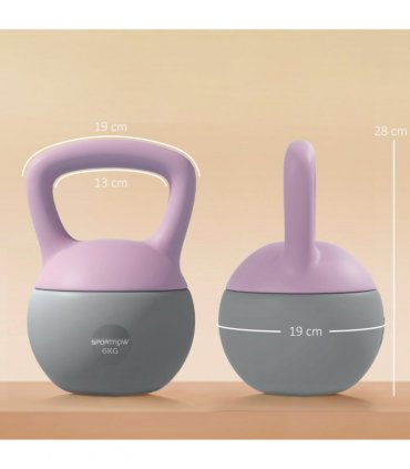 SPORTNOW 6KG Kettlebell with Soft Body and Non-Slip Handle, Purple and Grey