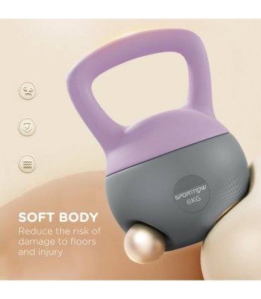 SPORTNOW 6KG Kettlebell with Soft Body and Non-Slip Handle, Purple and Grey