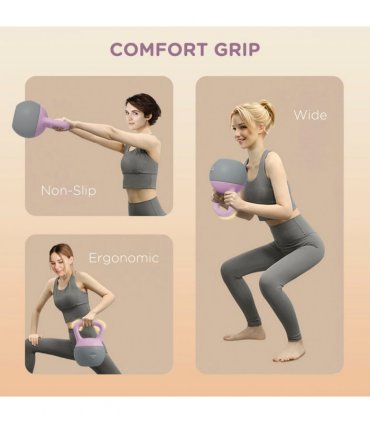 SPORTNOW 6KG Kettlebell with Soft Body and Non-Slip Handle, Purple and Grey