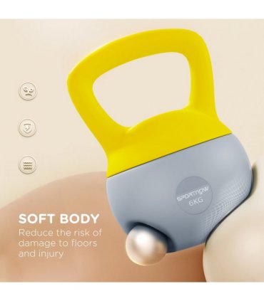 SPORTNOW 6KG Kettlebell with Soft Body and Non-Slip Handle, Yellow and Grey