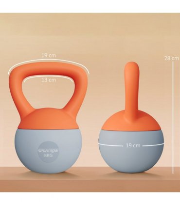 SPORTNOW 8KG Kettlebell with Soft Body and Non-Slip Handle, Orange and Grey