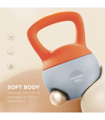 SPORTNOW 8KG Kettlebell with Soft Body and Non-Slip Handle, Orange and Grey