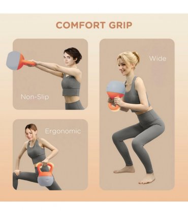 SPORTNOW 8KG Kettlebell with Soft Body and Non-Slip Handle, Orange and Grey