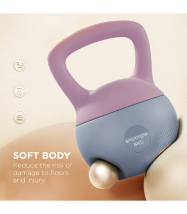 SPORTNOW 8KG Kettlebell with Soft Body and Non-Slip Handle, Purple and Grey