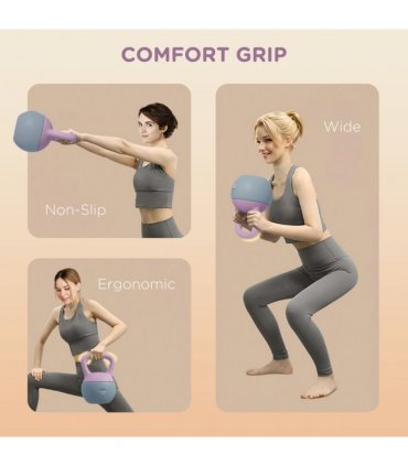 SPORTNOW 8KG Kettlebell with Soft Body and Non-Slip Handle, Purple and Grey