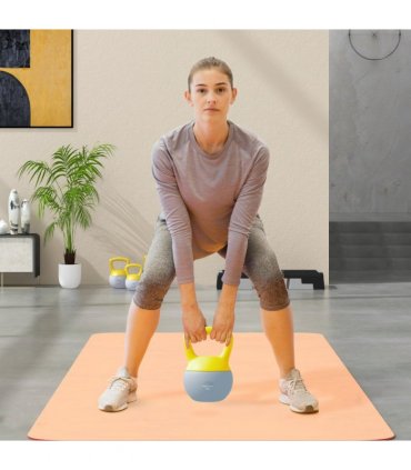 SPORTNOW 8KG Kettlebell with Soft Body and Non-Slip Handle, Yellow and Grey