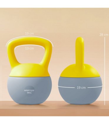 SPORTNOW 8KG Kettlebell with Soft Body and Non-Slip Handle, Yellow and Grey