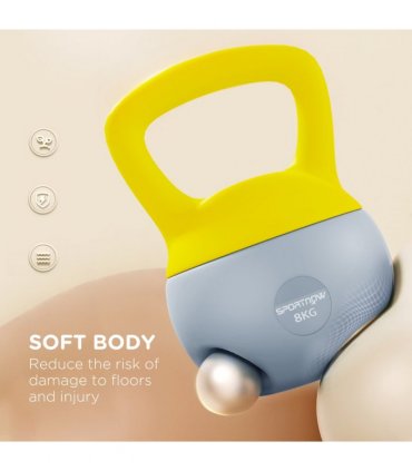 SPORTNOW 8KG Kettlebell with Soft Body and Non-Slip Handle, Yellow and Grey
